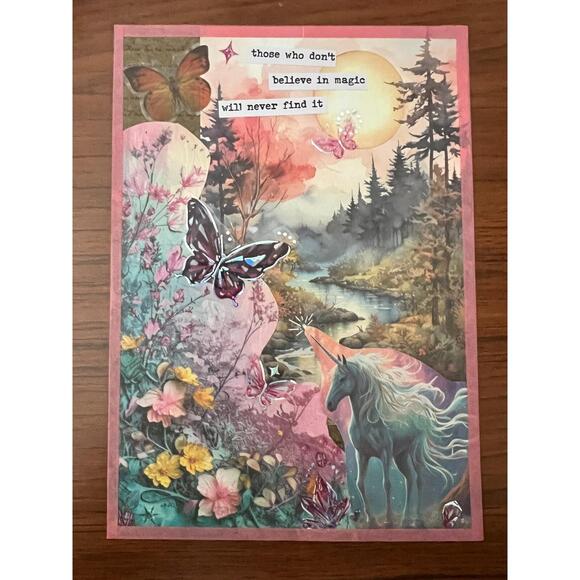 5x7 Mixed Media Collage Artwork OOAK - Believe in Magic - Picture 2 of 2